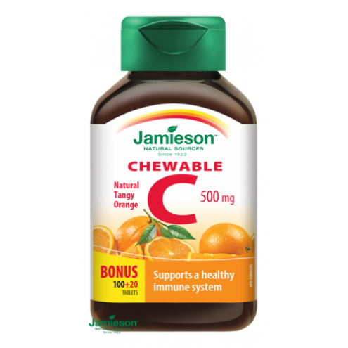 JAMIESON Vitamín C - Витамин С 500 мг вкус апельсина, 120 таблеток